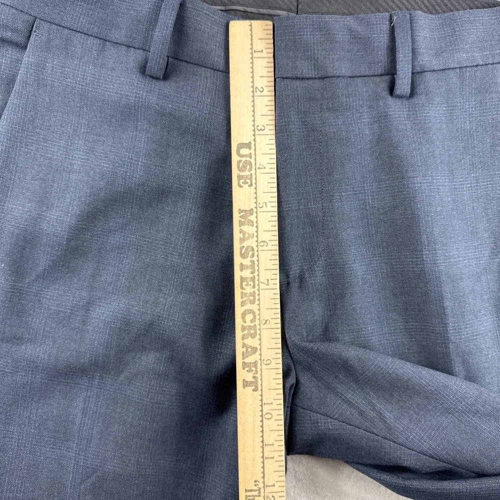 Kenneth Cole Reaction Dress Pants Mens 30x30 Blue Check Chinos Slacks Preppy